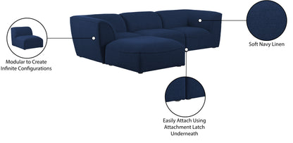 Tavolo Navy Durable Linen Textured Modular Sectional Sec4B