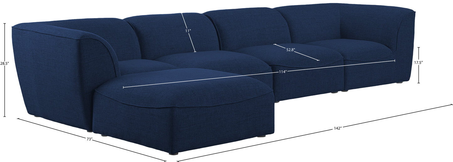 tavolo navy durable linen textured modular sectional sec5a