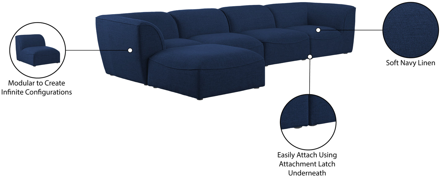 tavolo navy durable linen textured modular sectional sec5a