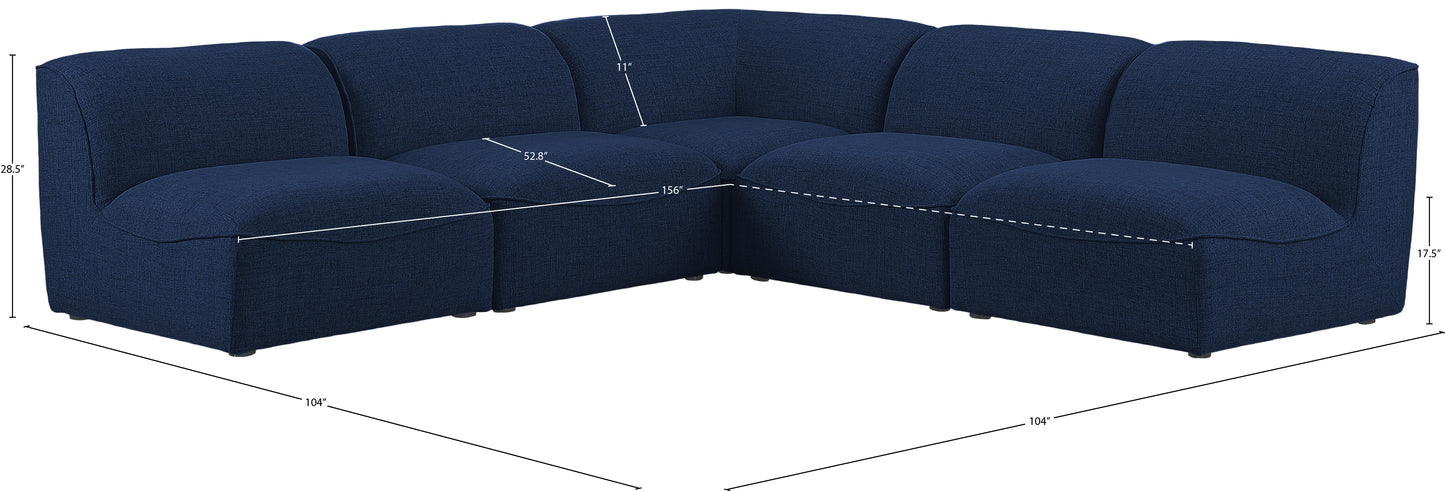 tavolo navy durable linen textured modular sectional sec5b