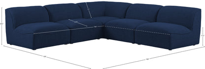 Tavolo Navy Durable Linen Textured Modular Sectional Sec5B