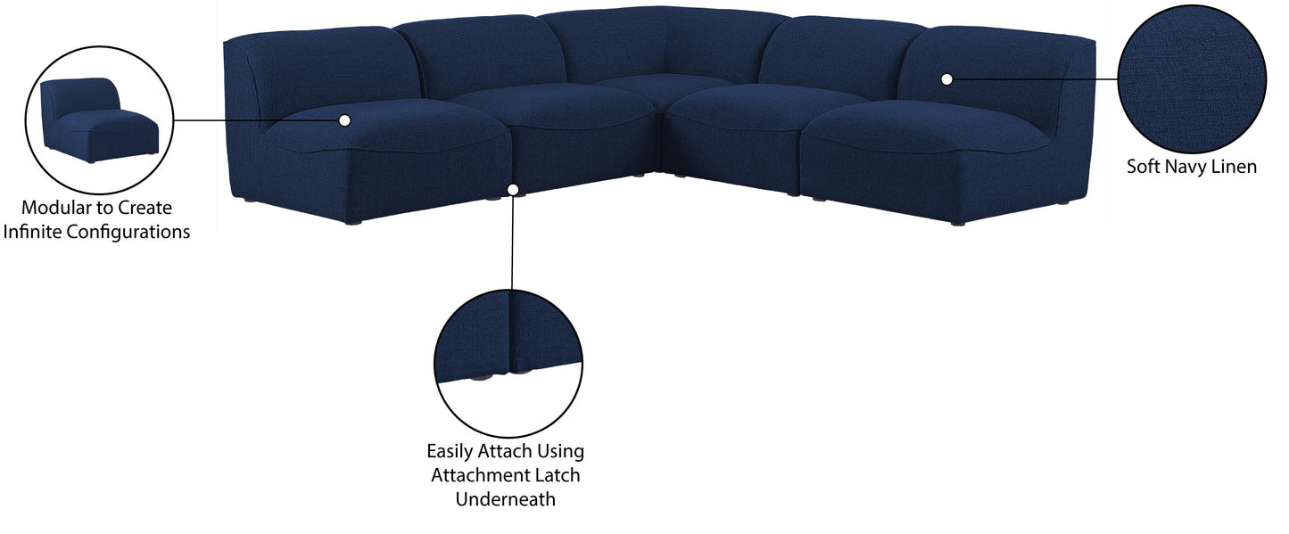 tavolo navy durable linen textured modular sectional sec5b