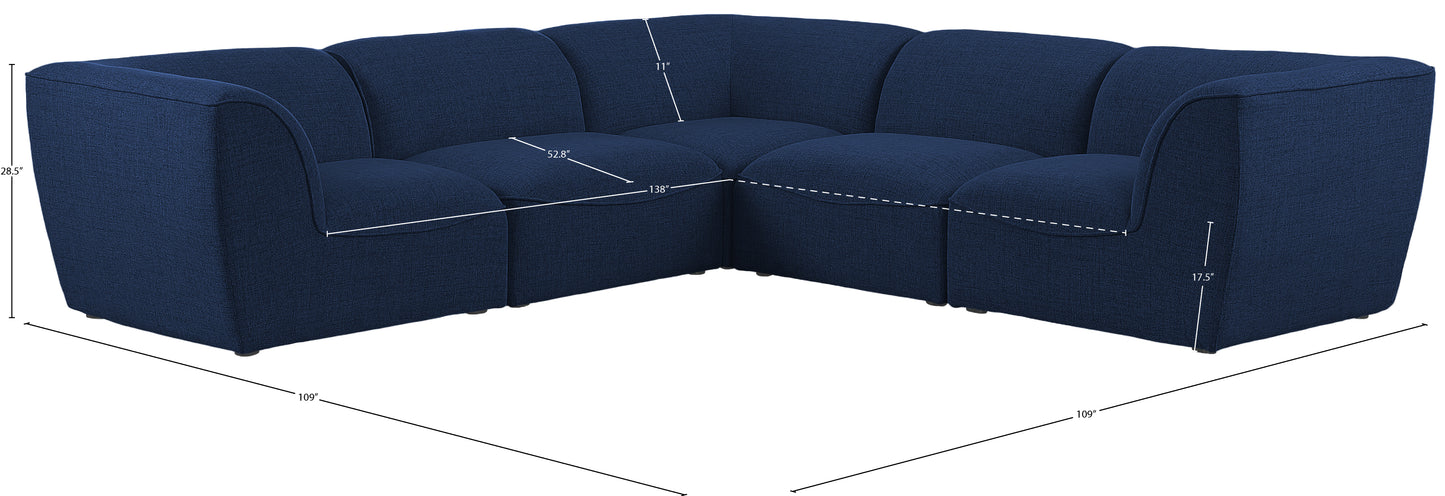 tavolo navy durable linen textured modular sectional sec5c