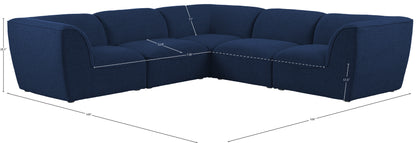 Tavolo Navy Durable Linen Textured Modular Sectional Sec5C