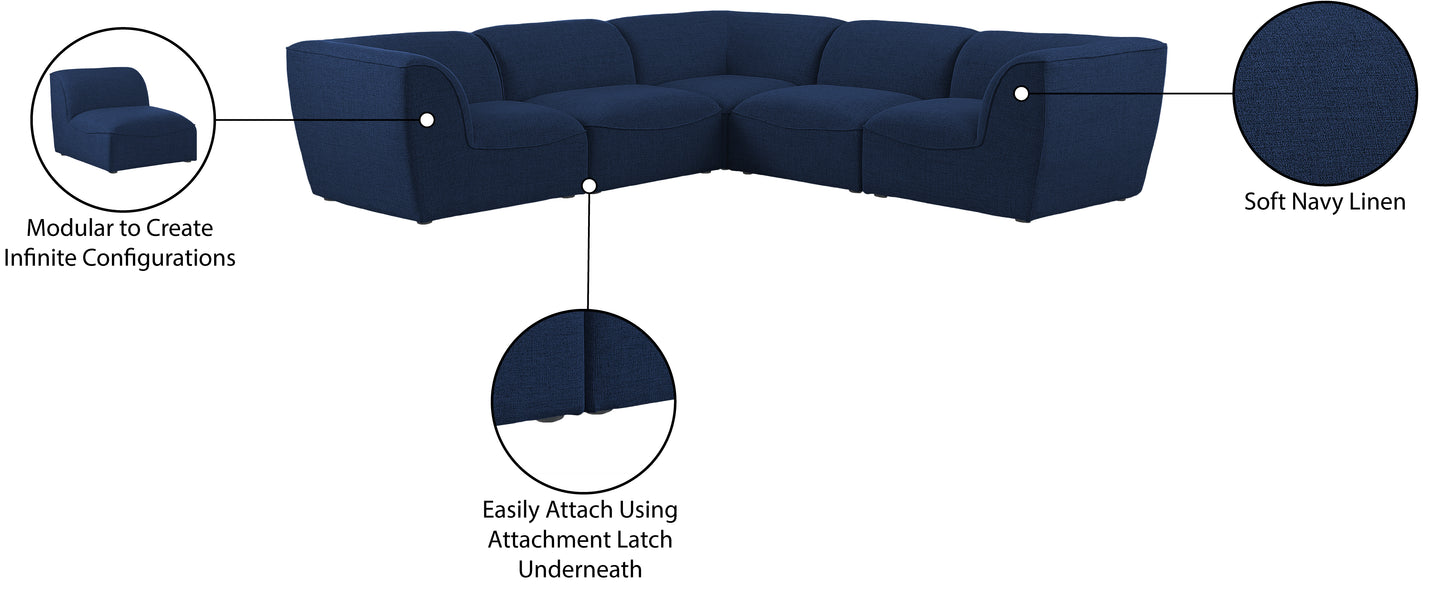 tavolo navy durable linen textured modular sectional sec5c