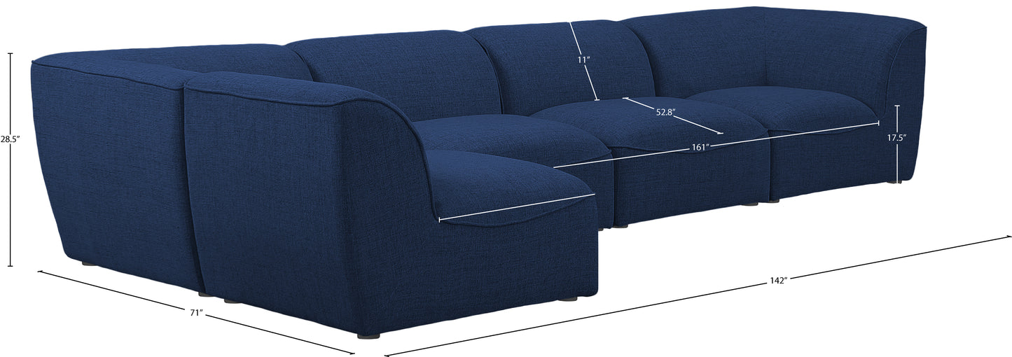 tavolo navy durable linen textured modular sectional sec5d