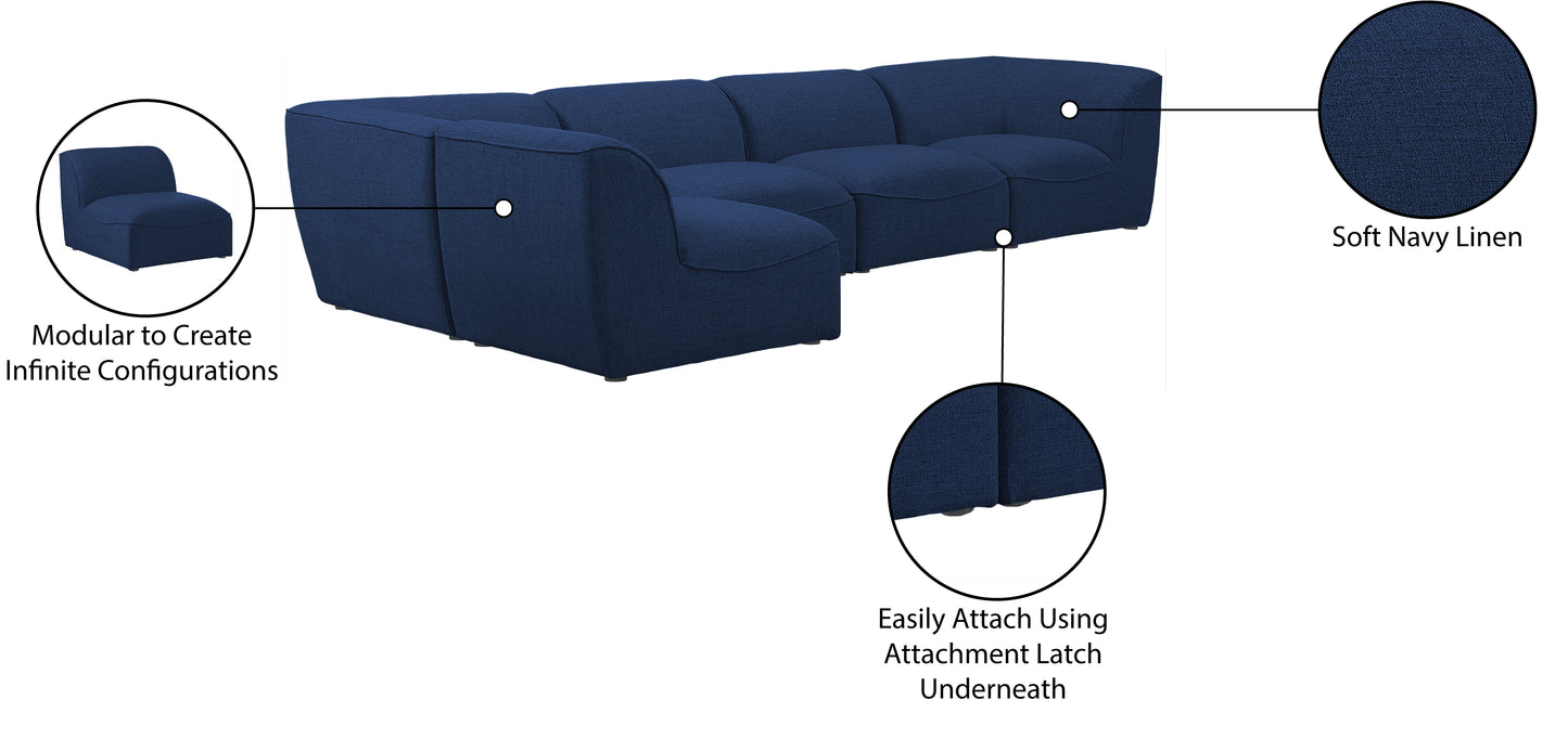 tavolo navy durable linen textured modular sectional sec5d