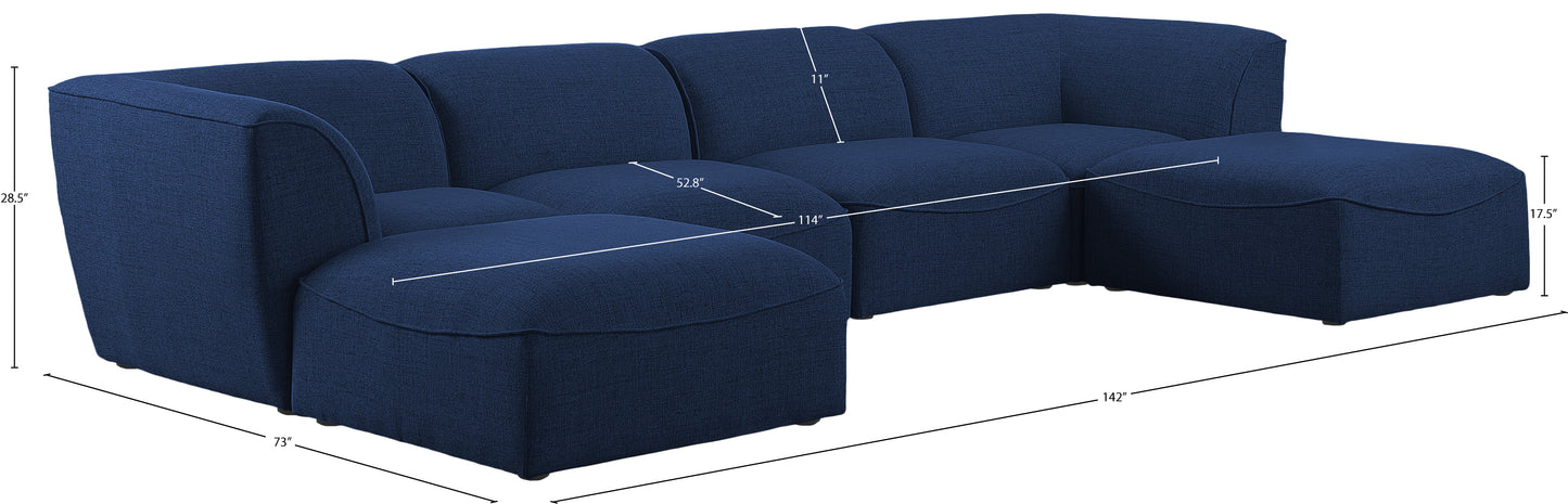 tavolo navy durable linen textured modular sectional sec6a