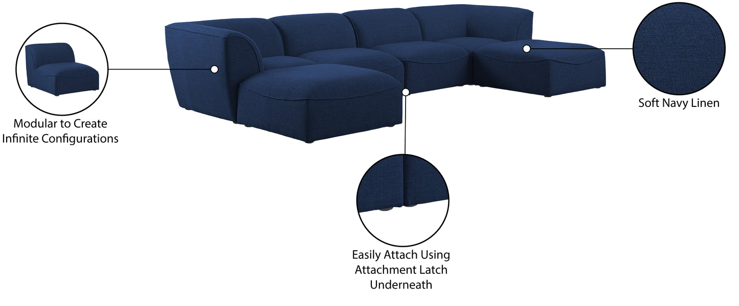 tavolo navy durable linen textured modular sectional sec6a