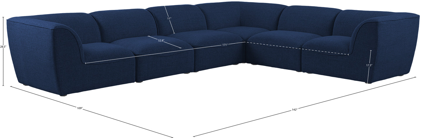 tavolo navy durable linen textured modular sectional sec6b