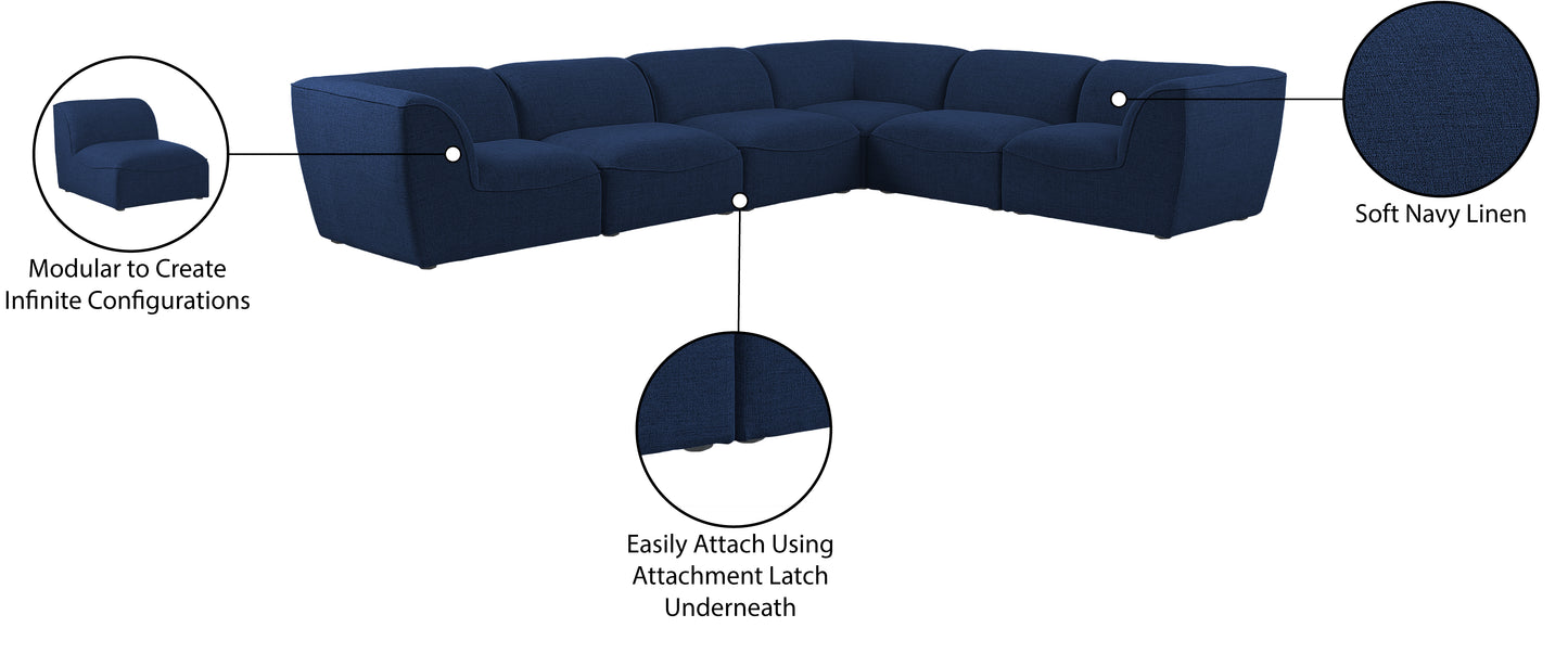 tavolo navy durable linen textured modular sectional sec6b