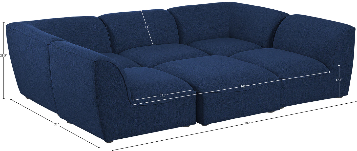 tavolo navy durable linen textured modular sectional sec6c