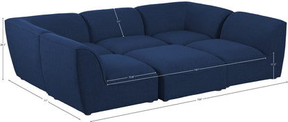 Tavolo Navy Durable Linen Textured Modular Sectional Sec6C