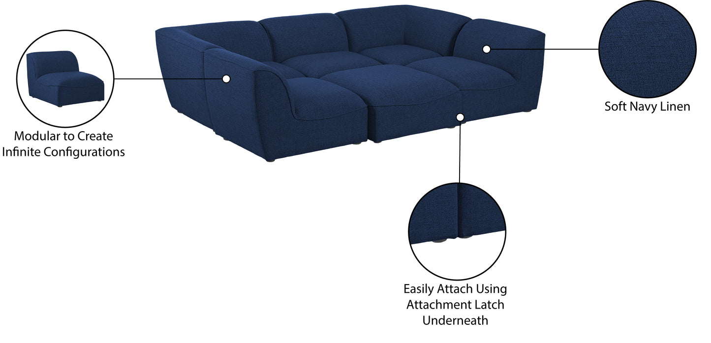 tavolo navy durable linen textured modular sectional sec6c