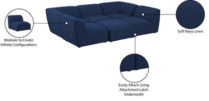 Tavolo Navy Durable Linen Textured Modular Sectional Sec6C