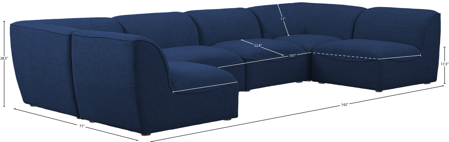 tavolo navy durable linen textured modular sectional sec6d