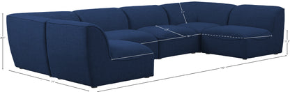 Tavolo Navy Durable Linen Textured Modular Sectional Sec6D