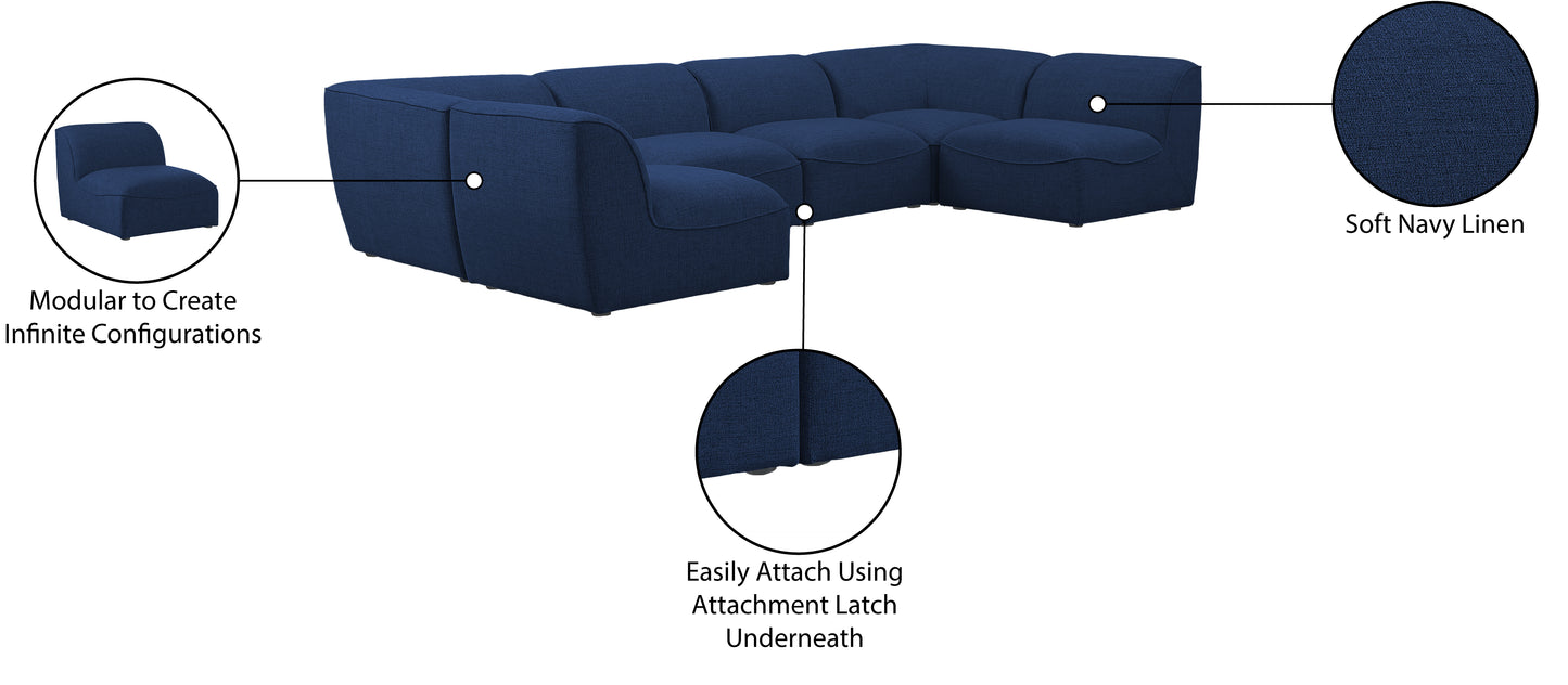 tavolo navy durable linen textured modular sectional sec6d