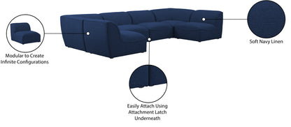 Tavolo Navy Durable Linen Textured Modular Sectional Sec6D