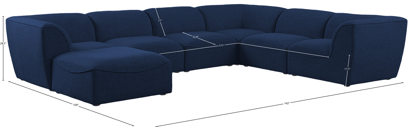 tavolo navy durable linen textured modular sectional sec7a