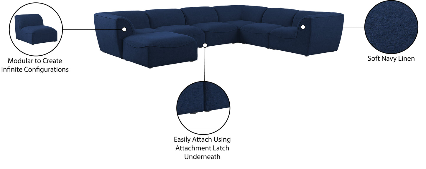 tavolo navy durable linen textured modular sectional sec7a