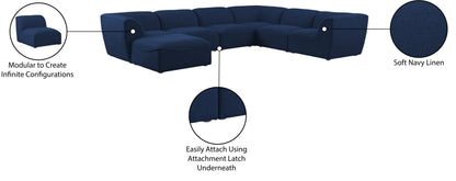 Tavolo Navy Durable Linen Textured Modular Sectional Sec7A