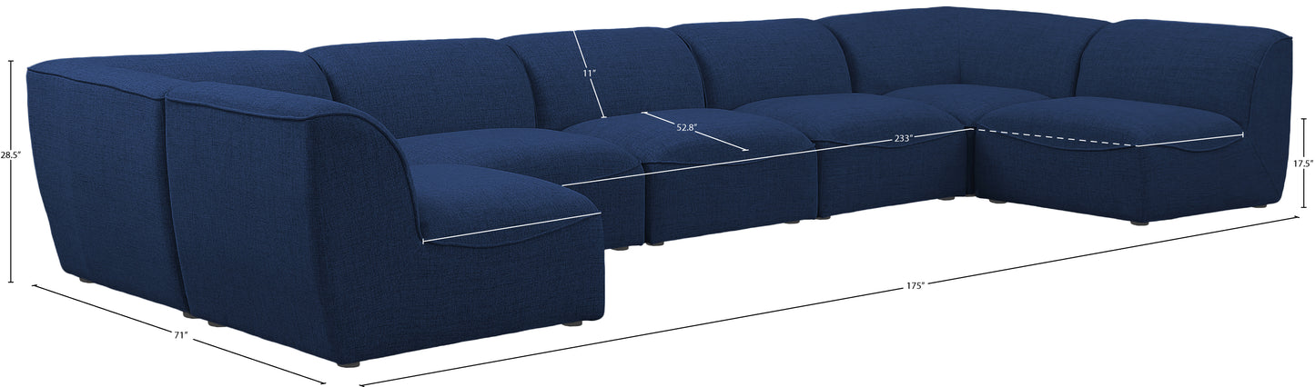 tavolo navy durable linen textured modular sectional sec7b