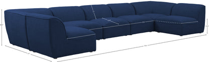 Tavolo Navy Durable Linen Textured Modular Sectional Sec7B