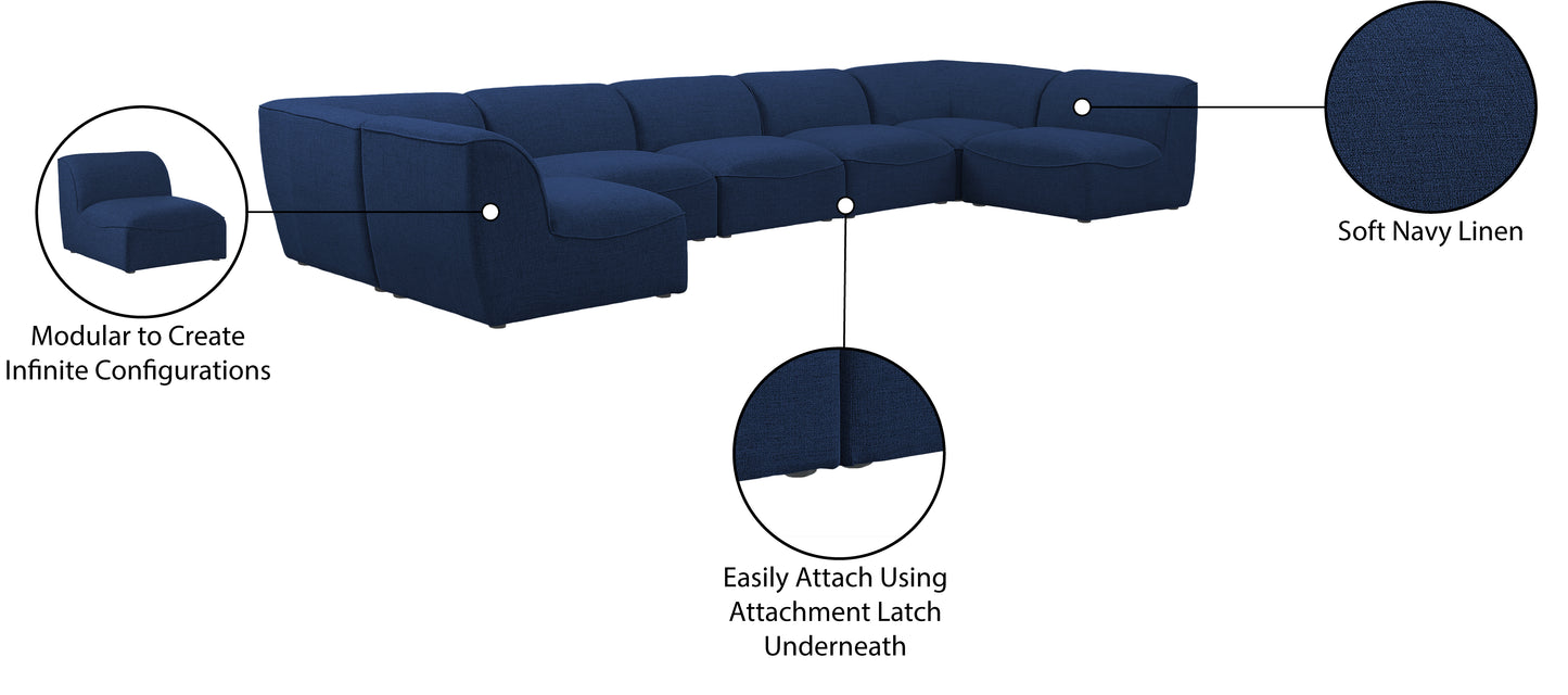 tavolo navy durable linen textured modular sectional sec7b