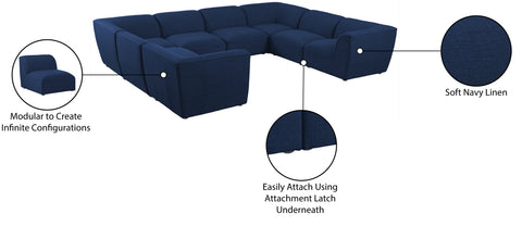 Tavolo Navy Durable Linen Textured Modular Sectional Sec8A