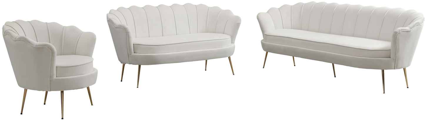 alessio cream velvet loveseat l