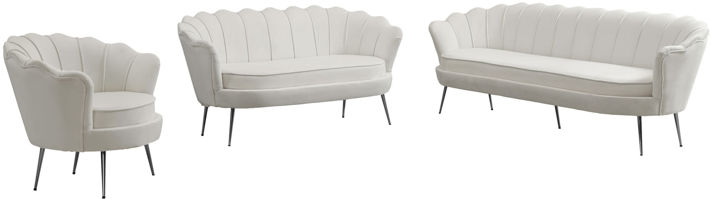 alessio cream velvet loveseat l