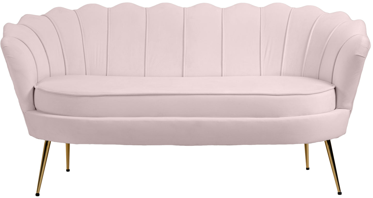 alessio pink velvet loveseat l