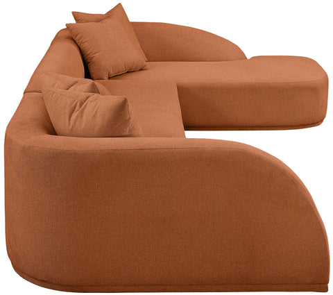 Dax Cognac Polyester Fabric 3pc. Sectional (3 Boxes) Sectional