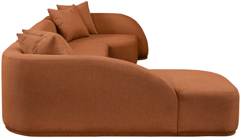Dax Cognac Polyester Fabric 3pc. Sectional (3 Boxes) Sectional
