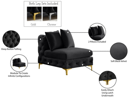 Westmount Black Velvet Armless Chair Armless