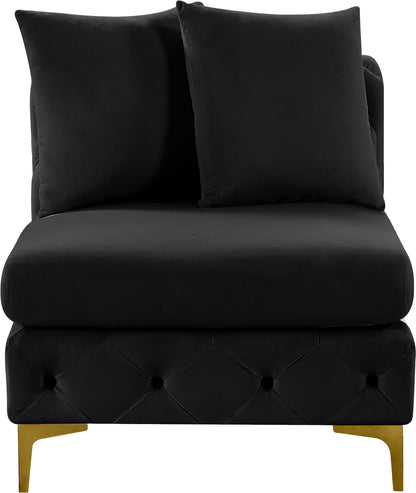 Westmount Black Velvet Armless Chair Armless