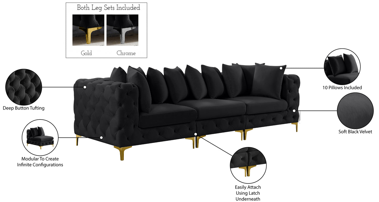 westmount black velvet modular sofa s108