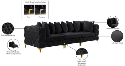 Westmount Black Velvet Modular Sofa S108