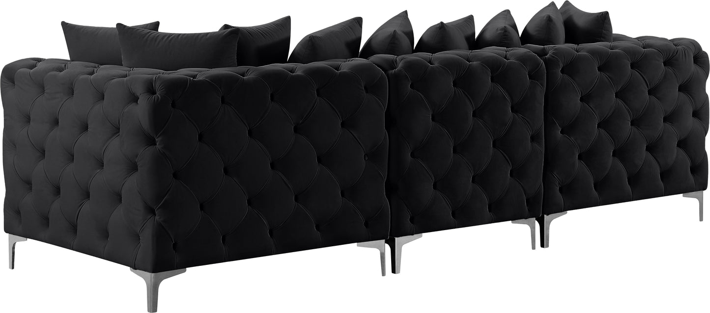 westmount black velvet modular sofa s108