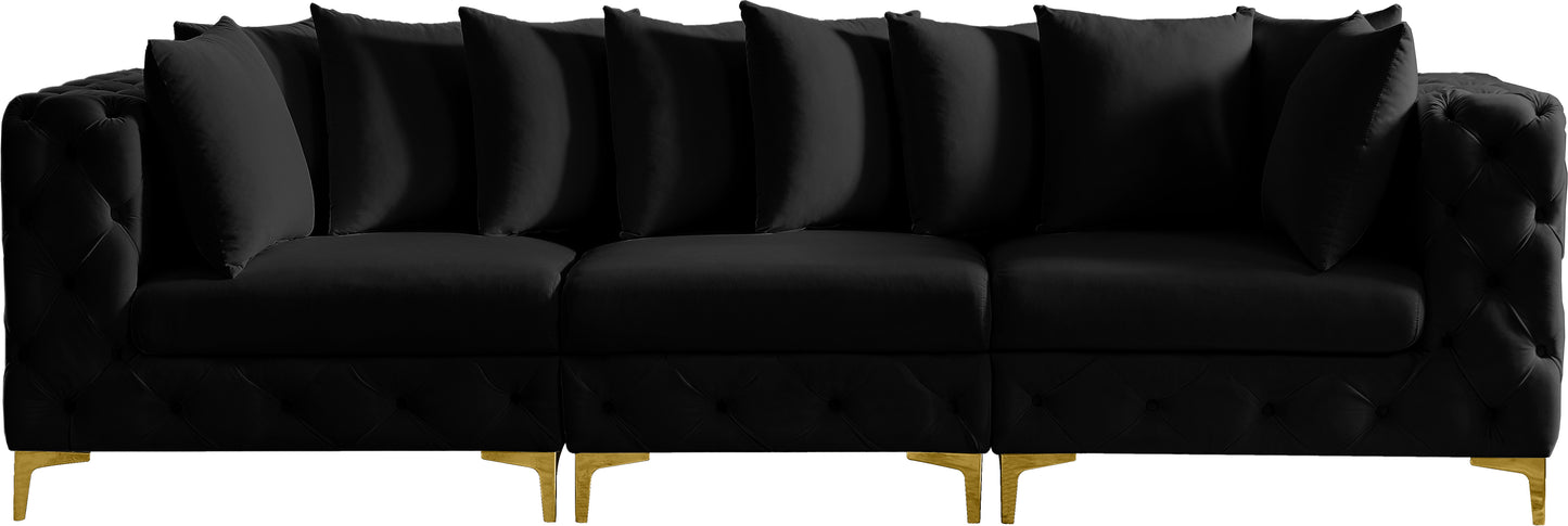 westmount black velvet modular sofa s108