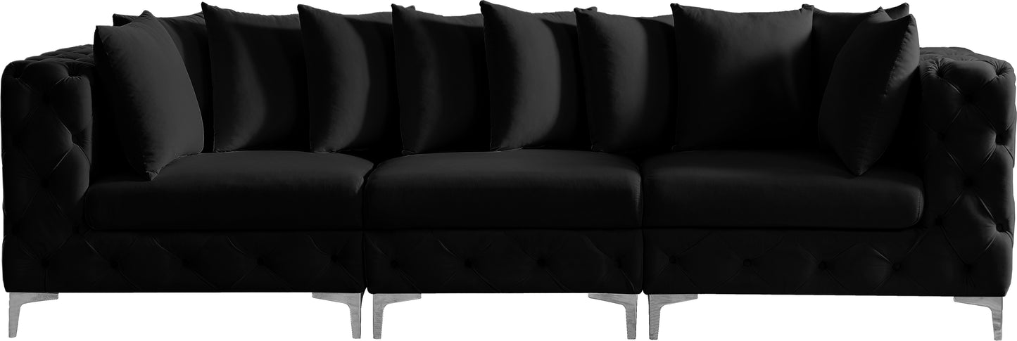 westmount black velvet modular sofa s108