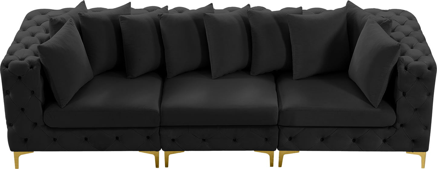 westmount black velvet modular sofa s108