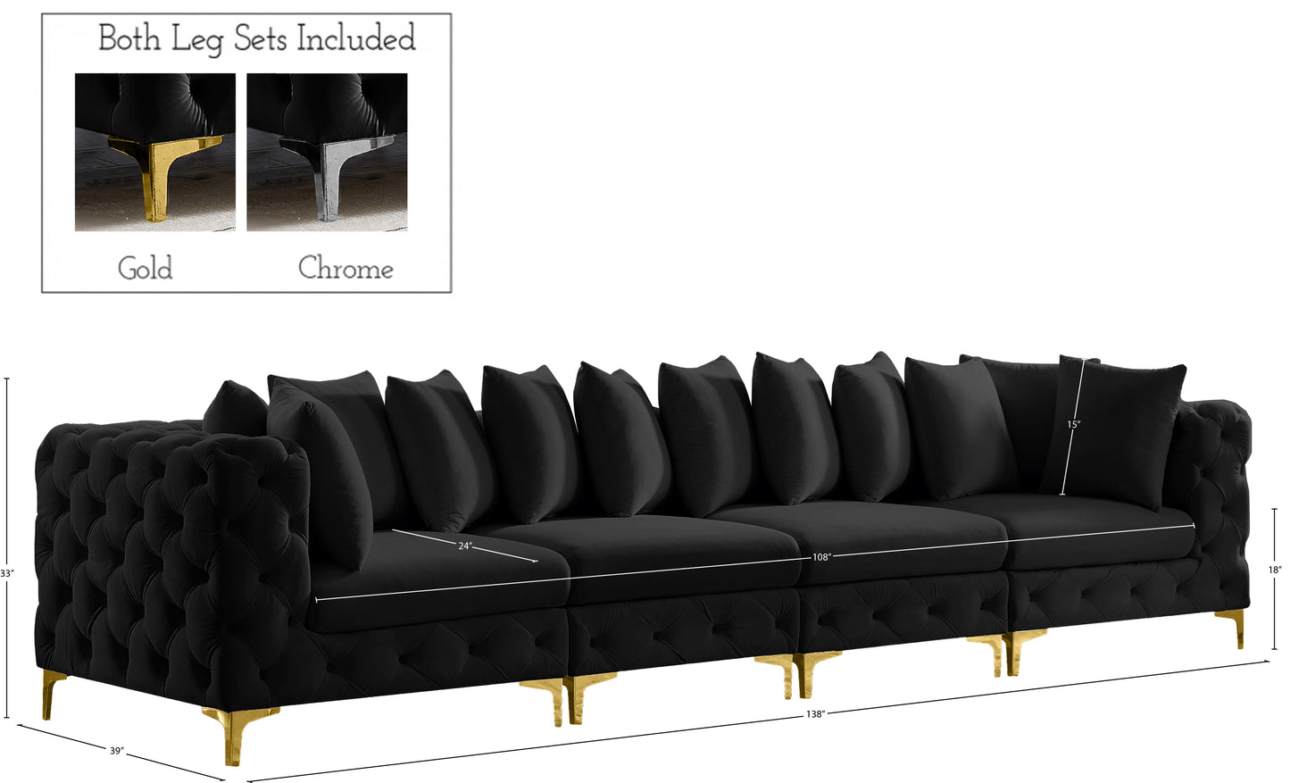 westmount black velvet modular sofa s138