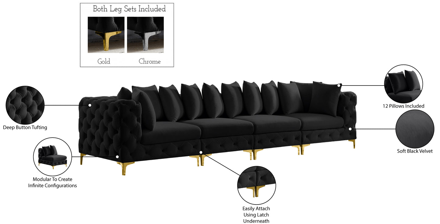 westmount black velvet modular sofa s138