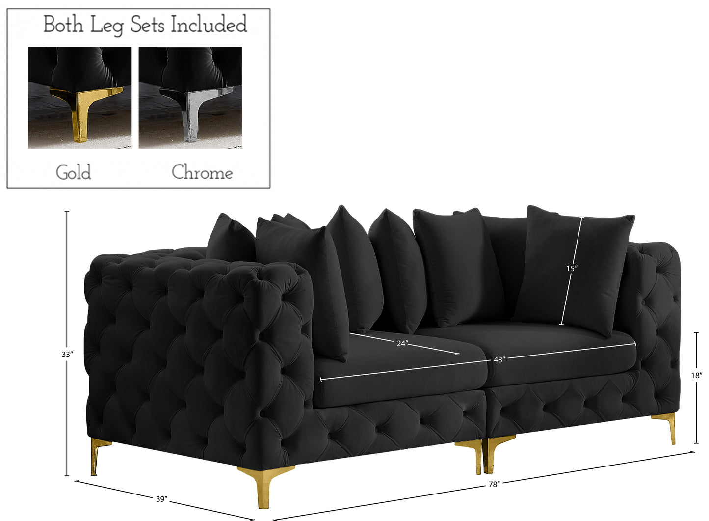 westmount black velvet modular sofa s78