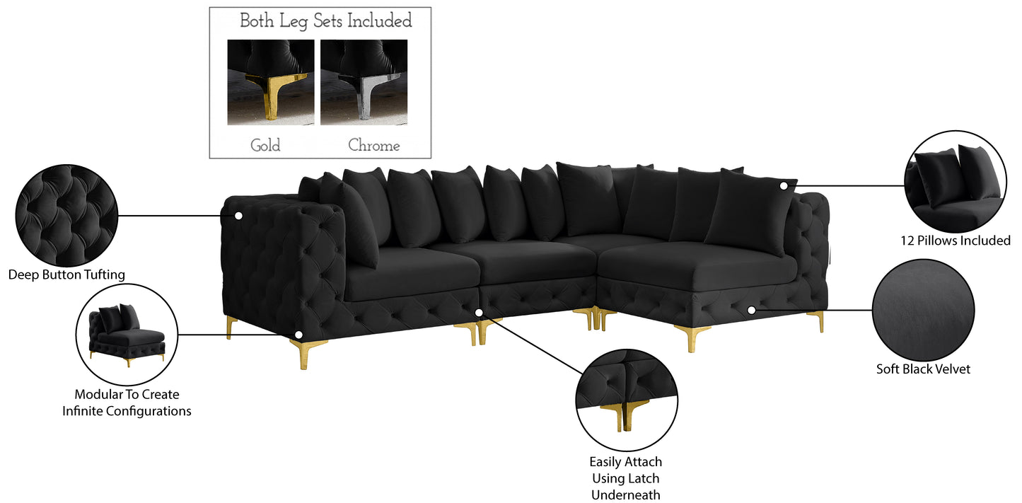 westmount black velvet modular sectional sec4a