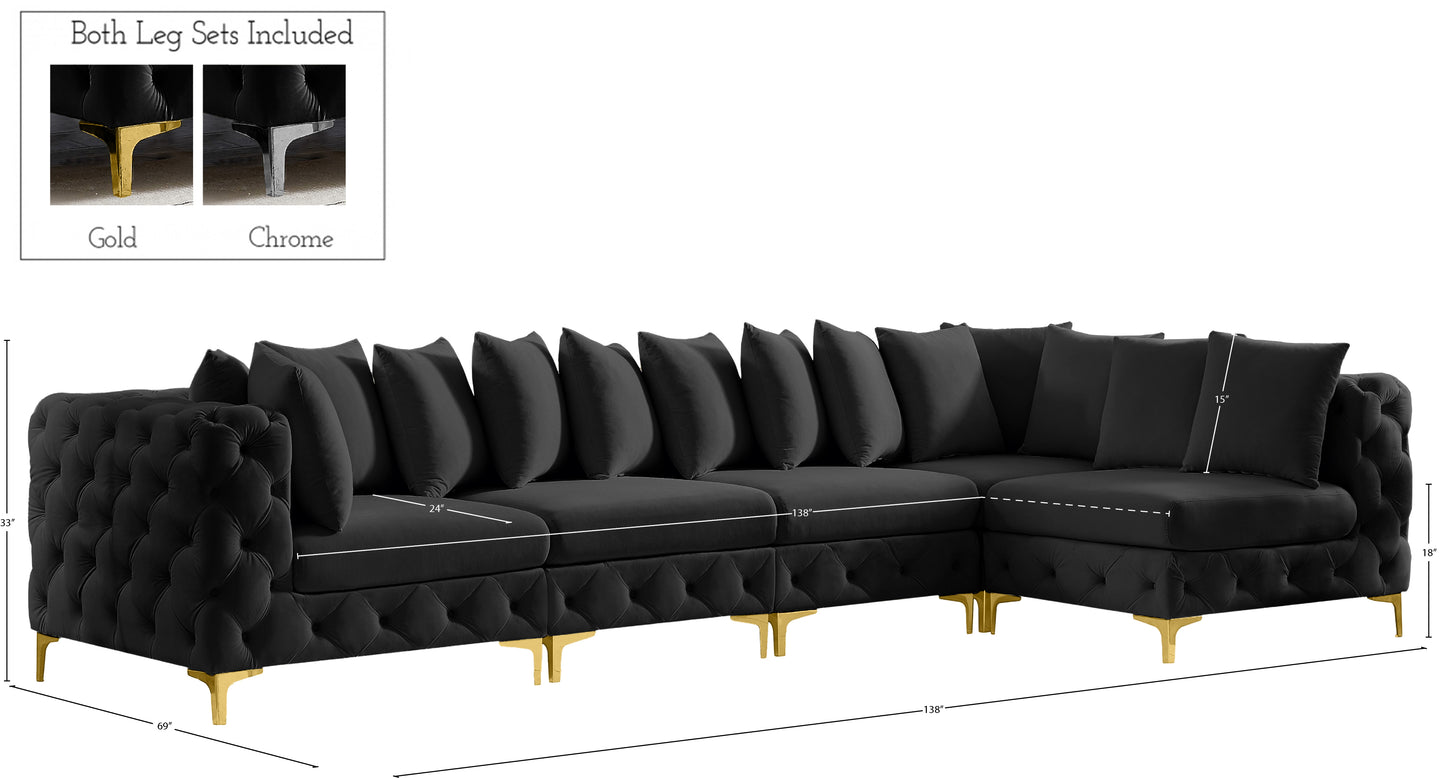 westmount black velvet modular sectional sec5a