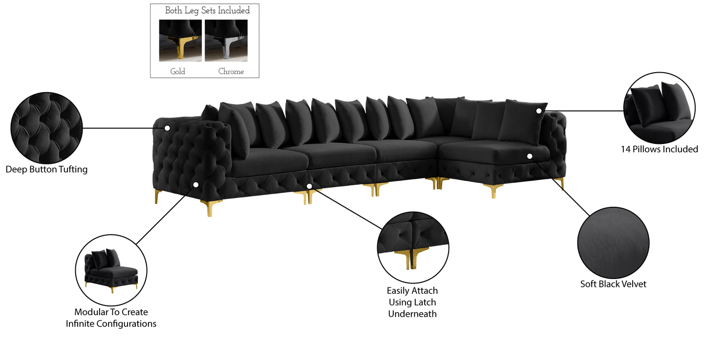 westmount black velvet modular sectional sec5a