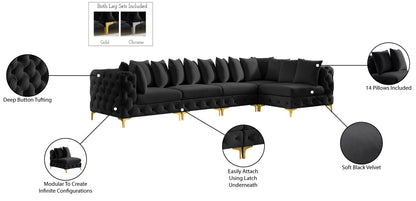 Westmount Black Velvet Modular Sectional Sec5A